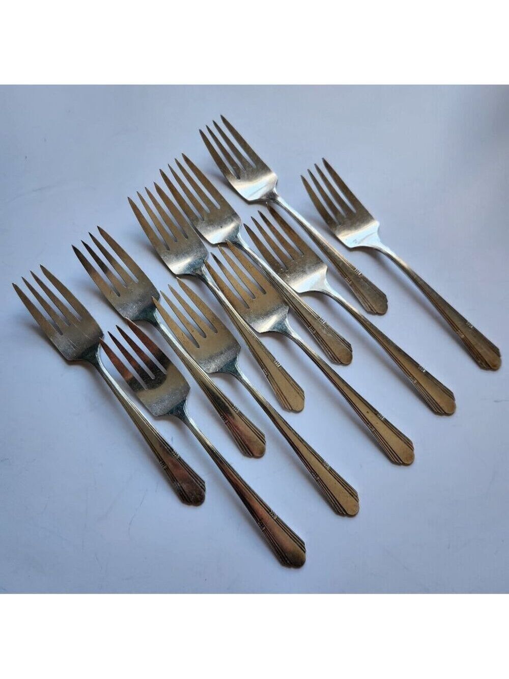 Art deco Salad Forks Andover Silver Plate Lot of 10 Silverplate 6 1/4 in